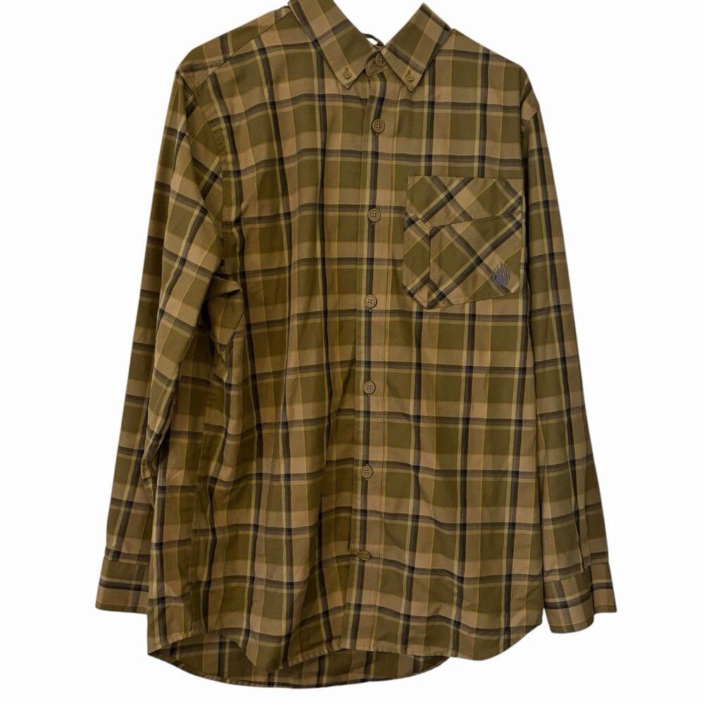 Alaskan Hardgear Large Slim Fit Polyester/Wool Blend Flannel Shirt Green Plaid